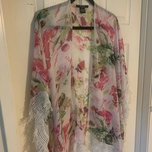 Floral Ruana, Kimono, Topper